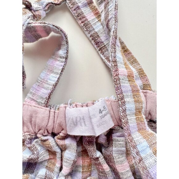 Girls' ZARA Purple Gingham Check Cotton Gauze Suspender Skirt, Size 4-5 - Picture 7 of 9